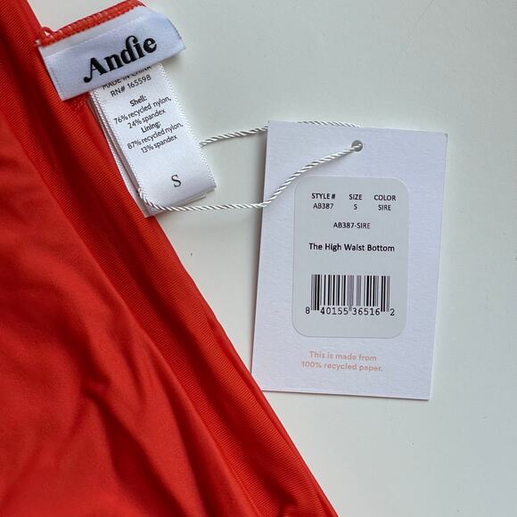 Andie Women's Swim Bikini Bottom - Vibrant Red - Picture 3 of 4